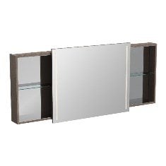 Vitra Memoria 66706 Aydınlatmalı Dolaplı Ayna 150 cm, Moka Meşe